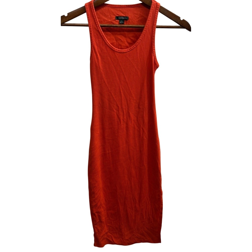 Wild Fable Ribbed Midi Dress Womens XS Orange Excellent Cutout Back Side Slit